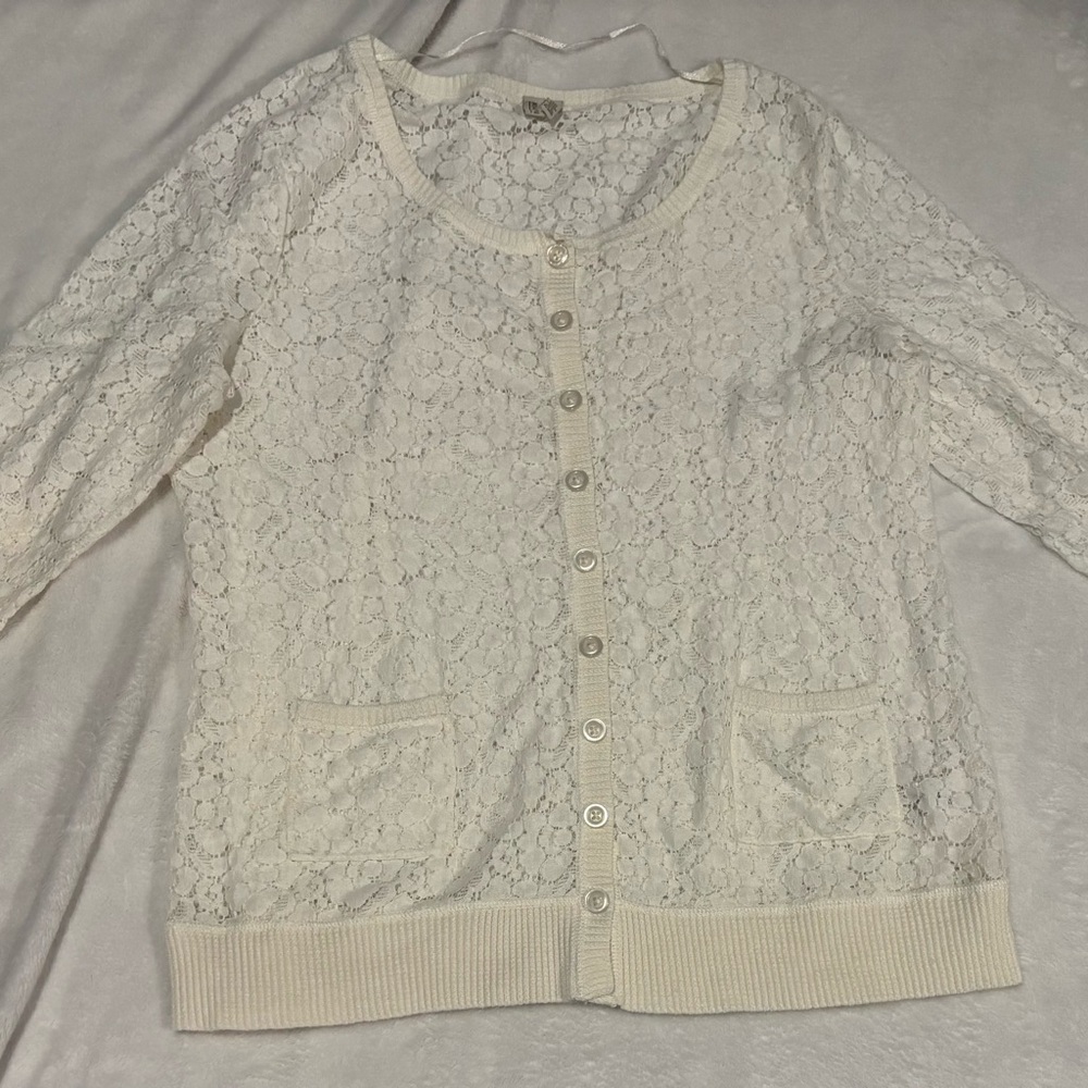 Madison Women's Lace Cardigan Sweater - Cream